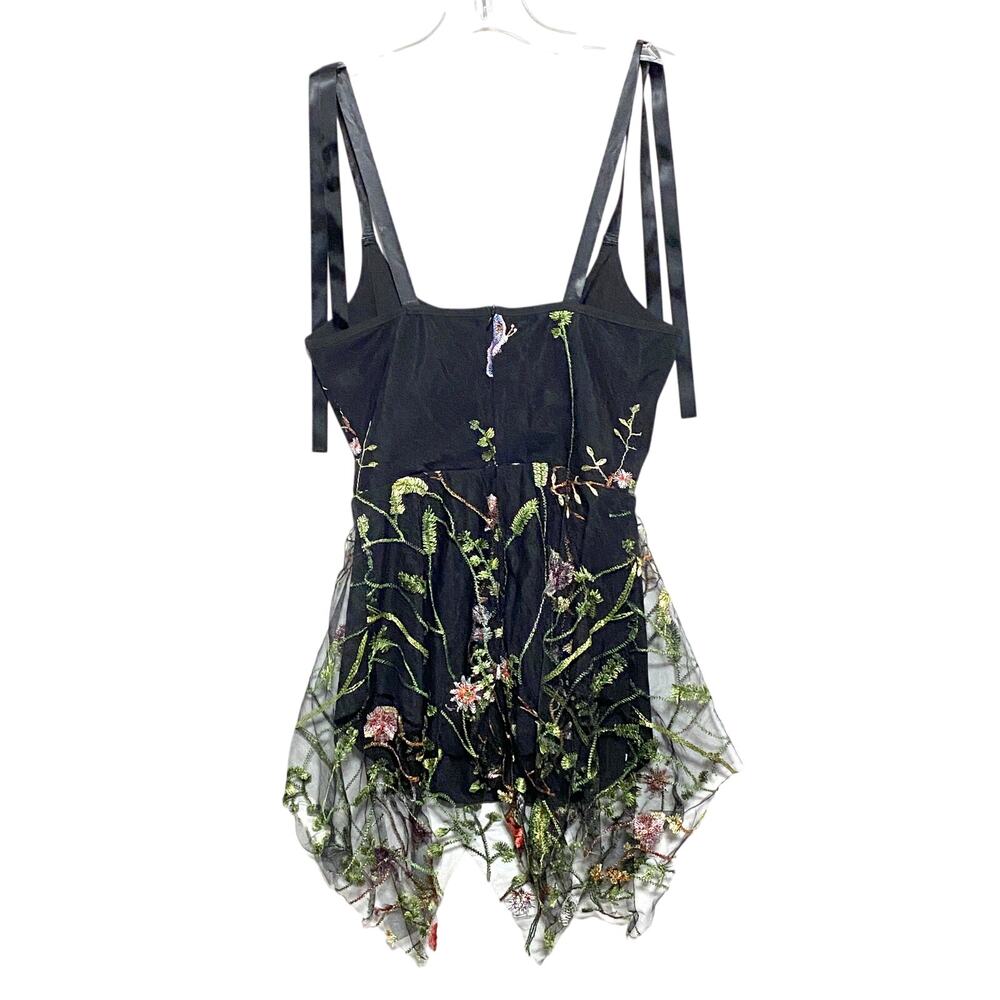 IheartRaves Floral Black Dress S Forest Fairy Grunge Whimsigoth Sexy Sheer Lace - Picture 3 of 6